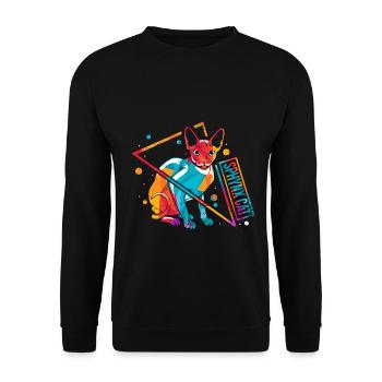 Sphynx Sphinx Katze Retro - Unisex Pullover - Schwarz - Vorne - Alina (178cm) & Michal (187cm)
