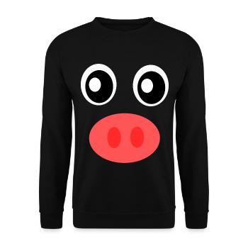 Lustiges Schwein Gesicht  - Unisex Pullover - Schwarz - Vorne - Alina (178cm) & Michal (187cm)