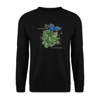 vogel pfau art deco simpel spruch lustig funken - Unisex Pullover - Schwarz - Vorne - Alina (178cm) & Michal (187cm)
