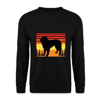 Bosnischer grobhaariger Hund Hund Silhouette Retro - Unisex Pullover - Schwarz - Vorne - Alina (178cm) & Michal (187cm)