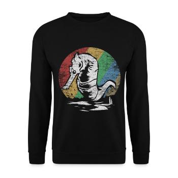 Leuchtendes Seepferdchen Ozeanbewohner - Unisex Pullover - Schwarz - Vorne - Alina (178cm) & Michal (187cm)
