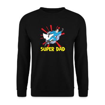 Happy Fathers Day Super Papa Vatertag Super Dad Pa - Unisex Pullover - Schwarz - Vorne - Alina (178cm) & Michal (187cm)