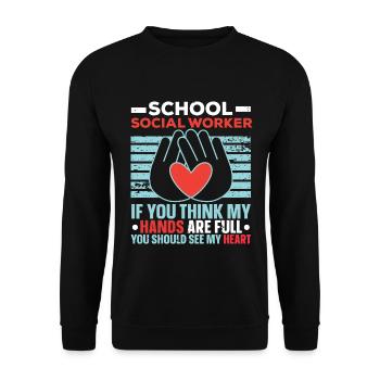 Sozialarbeiter Job Beruf Soziale Wohlfahrt - Unisex Pullover - Schwarz - Vorne - Alina (178cm) & Michal (187cm)