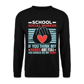 Sozialarbeiter Job Beruf Soziale Wohlfahrt - Unisex Pullover - Schwarz - Vorne - Alina (178cm) & Michal (187cm)