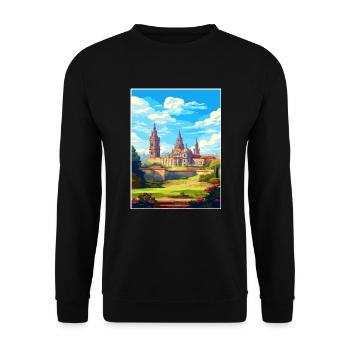 Santiago De Compostela Spanien Vintage Reiseposter - Unisex Pullover - Schwarz - Vorne - Alina (178cm) & Michal (187cm)