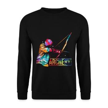 Treffsicherer Bogenschütze Wettkampf - Unisex Pullover - Schwarz - Vorne - Alina (178cm) & Michal (187cm)