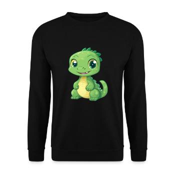 Basilisk Niedlich Glücklich Kawaii Cartoon Clipart Tier - Unisex Pullover - Schwarz - Vorne - Alina (178cm) & Michal (187cm)