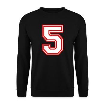 GLÜCKSZAHL FÜNF 5 NUMMER LUCKY NUMBER SPORT RUGBY - Unisex Pullover - Schwarz - Vorne - Alina (178cm) & Michal (187cm)