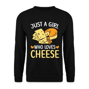 Nur ein Mädchen, das Käse liebt Cheesy Cheese Food - Unisex Pullover - Schwarz - Vorne - Alina (178cm) & Michal (187cm)