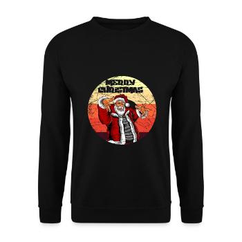 Merry Christmas Hiphop Santa Rap Xmas Vintage - Unisex Pullover - Schwarz - Vorne - Alina (178cm) & Michal (187cm)