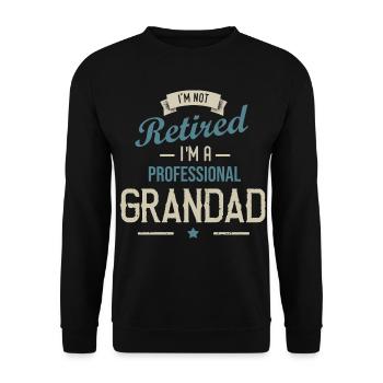 Ich bin nicht im Ruhestand. Ich bin ein professioneller Großvater. - Unisex Pullover - Schwarz - Vorne - Alina (178cm) & Michal (187cm)
