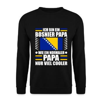 Bosnier Bosnien Papa Bosnischer Vater - Unisex Pullover - Schwarz - Vorne - Alina (178cm) & Michal (187cm)