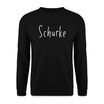 Schurke - Schriftzug für kleine Bösewichte - Unisex Pullover - Schwarz - Vorne - Alina (178cm) & Michal (187cm)