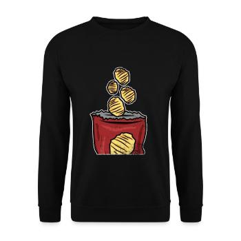 Würzige Britische Chips Geschenk - Unisex Pullover - Schwarz - Vorne - Alina (178cm) & Michal (187cm)