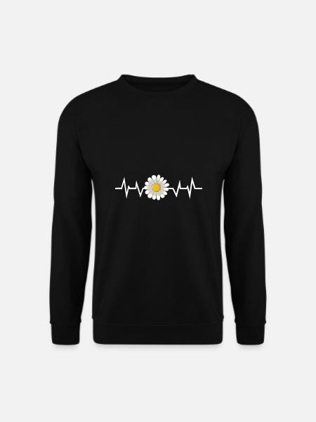 Blumen Gänseblümchen Herzschlag - Unisex Pullover - Schwarz