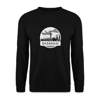 Shanghai City - Unisex Pullover - Schwarz - Vorne - Alina (178cm) & Michal (187cm)