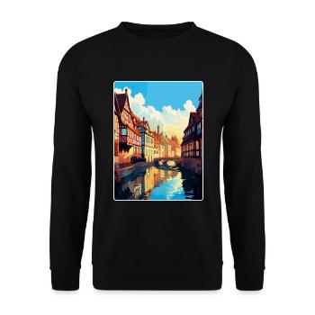 Colmar France Vintage Travel Poster WPA Souvenir - Unisex Sweatshirt - black - Front - Alina (178cm) & Michal (187cm)