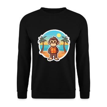 Affe lustige Karikatur Kawaii Strand Illustration - Unisex Pullover - Schwarz - Vorne - Alina (178cm) & Michal (187cm)