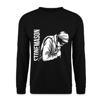 Kräftiger Steinmetz Betonstein - Unisex Pullover - Schwarz - Vorne - Alina (178cm) & Michal (187cm)
