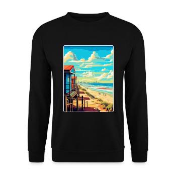 Zandvoort Pays-Bas Affiche de voyage vintage WPA - Sweat-shirt Unisexe - noir - Devant - Alina (178cm) & Michal (187cm)