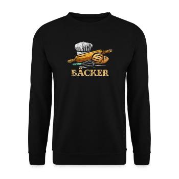 Goldbraune Ofenkruste Bäckerin - Unisex Pullover - Schwarz - Vorne - Alina (178cm) & Michal (187cm)