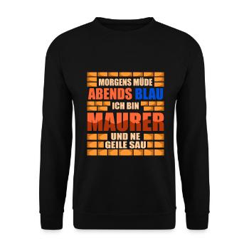 Maurer Geile Sau Mauern Mauermeister Bauhandwerker - Unisex Pullover - Schwarz - Vorne - Alina (178cm) & Michal (187cm)