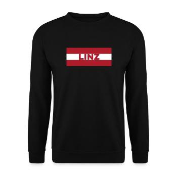 Linz City in Austrian Flag - Unisex Sweatshirt - black - Front - Alina (178cm) & Michal (187cm)