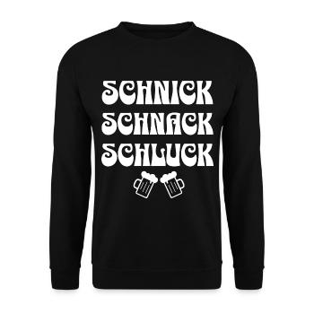 Schnick Schnack Schluck Bier Trinkspiel - Unisex Pullover - Schwarz - Vorne - Alina (178cm) & Michal (187cm)