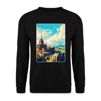 Edinburgh Schottland Großbritannien Reiseposter Souvenir WPA - Unisex Pullover - Schwarz - Vorne - Alina (178cm) & Michal (187cm)