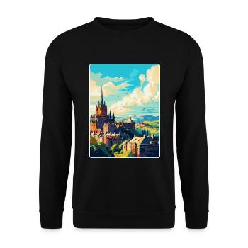Edinburgh Schottland Großbritannien Reiseposter Souvenir WPA - Unisex Pullover - Schwarz - Vorne - Alina (178cm) & Michal (187cm)
