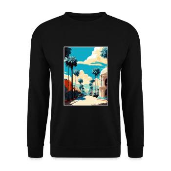 Beverly Hills Kalifornien Vintage Reiseposter WPA - Unisex Pullover - Schwarz - Vorne - Alina (178cm) & Michal (187cm)