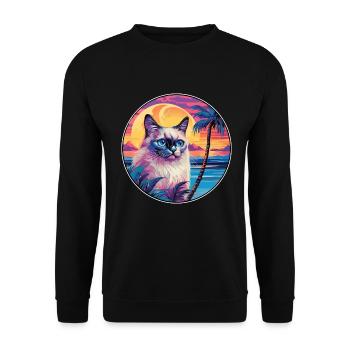 Heilige Birma-Katzenrasse, Aquarell-Cartoon Kawaii - Unisex Pullover - Schwarz - Vorne - Alina (178cm) & Michal (187cm)
