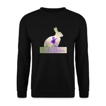 Frohe Ostern Hase - Unisex Pullover - Schwarz - Vorne - Alina (178cm) & Michal (187cm)