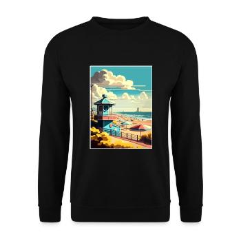 Zandvoort Niederlande Vintage Reiseposter WPA - Unisex Pullover - Schwarz - Vorne - Alina (178cm) & Michal (187cm)