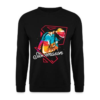 Kantiger Steinmetz Polygonmauerwerk - Unisex Pullover - Schwarz - Vorne - Alina (178cm) & Michal (187cm)