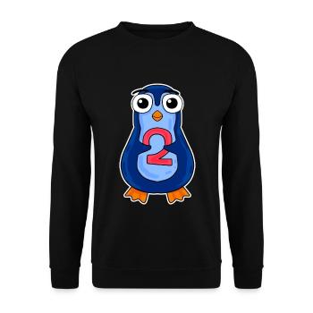 penguin 2 jahre alt - Zwei - Nummer 2 - 2 Klasse - Unisex Pullover - Schwarz - Vorne - Alina (178cm) & Michal (187cm)