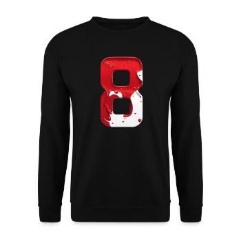 NR. 8 NUMMER 8 ROT WEIß 8. GEBURTSTAG - Unisex Pullover - Schwarz - Vorne - Alina (178cm) & Michal (187cm)
