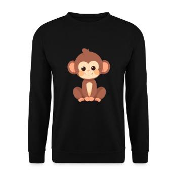Affe niedlich glücklich kawaii cartoon clipart tier - Unisex Pullover - Schwarz - Vorne - Alina (178cm) & Michal (187cm)