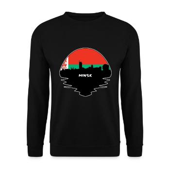 Minsk Weißrussland Flagge Skyline Silhouette Reisen - Unisex Pullover - Schwarz - Vorne - Alina (178cm) & Michal (187cm)