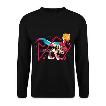 Gefräßiger Velociraptor Urzeitjäger - Unisex Pullover - Schwarz - Vorne - Alina (178cm) & Michal (187cm)
