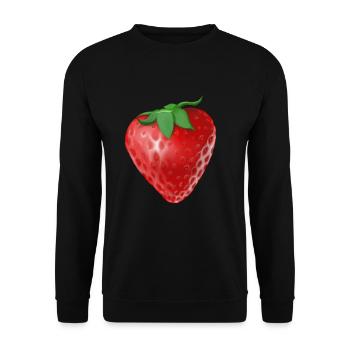 Erdbeere - Realistisch gemalte rote Frucht - Unisex Pullover - Schwarz - Vorne - Alina (178cm) & Michal (187cm)