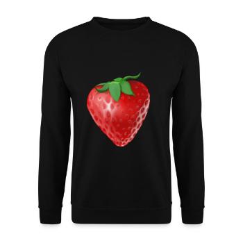 Erdbeere - Realistisch gemalte rote Frucht - Unisex Pullover - Schwarz - Vorne - Alina (178cm) & Michal (187cm)