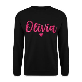 Olivia Herz Pink - Unisex Pullover - Schwarz - Vorne - Alina (178cm) & Michal (187cm)