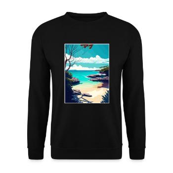 Shelly Beach Australien Vintage Reiseposter WPA - Unisex Pullover - Schwarz - Vorne - Alina (178cm) & Michal (187cm)