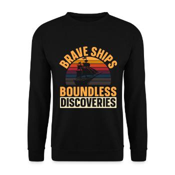 Tapfere Schiffe - grenzenlose Entdeckungen - Kolum - Unisex Pullover - Schwarz - Vorne - Alina (178cm) & Michal (187cm)