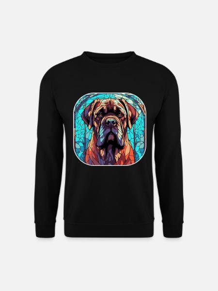Bunte englische Mastiff Hunderasse Aquarell Glas - Unisex Pullover - Schwarz