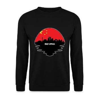 Peking China Flagge Skyline Silhouette Reisen - Unisex Pullover - Schwarz - Vorne - Alina (178cm) & Michal (187cm)