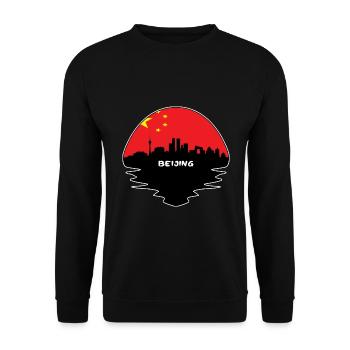 Peking China Flagge Skyline Silhouette Reisen - Unisex Pullover - Schwarz - Vorne - Alina (178cm) & Michal (187cm)