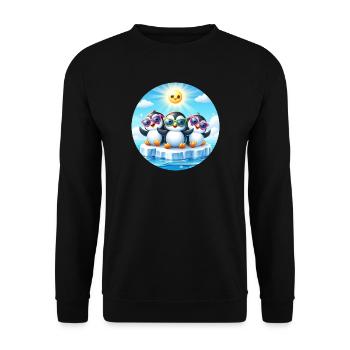Lustige Pinguine 2 - Unisex Pullover - Schwarz - Vorne - Alina (178cm) & Michal (187cm)
