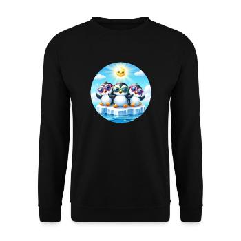Funny Penguins 2 - Unisex Sweatshirt - black - Front - Alina (178cm) & Michal (187cm)
